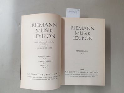 Riemann Musiklexikon, Personenteil A - K (1959) und Personenteil L - Z (1961) :
