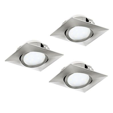 LED Einbauspot EGLO PINEDA 84x84mm nickel-matt 3er Set