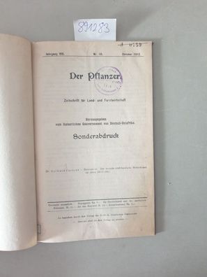 Der deutsch-ostafrikanische Wetterdienst im Jahre 1911/1912. Der Pflanzer, Sonderabdr