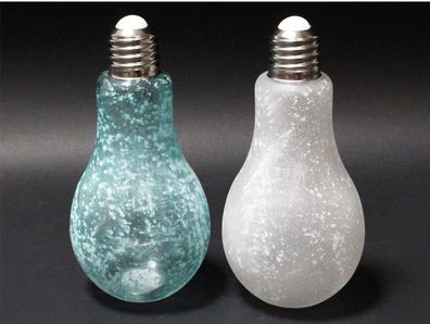 Deko Glühbirne Glas eisblau zum Stellen und Hängen gefrostetes Glas Batteriebetr. 11x