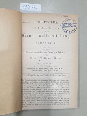 Amtlicher Bericht über die Wiener Weltausstellung im Jahre 1873 :