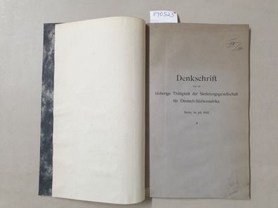 Denkschrift über die bisherige Thätigkeit der Siedlungsgesellschaft für Deutsch-Südwe