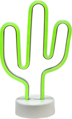 Kaktus Deko Lichtobjekt grün 28cm für Innen von PR Home Batteriebetrieben