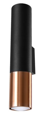 Sollux Loopez Wandlampe schwarz, Kupfer 2x GU10 dimmbar 6x8x29cm
