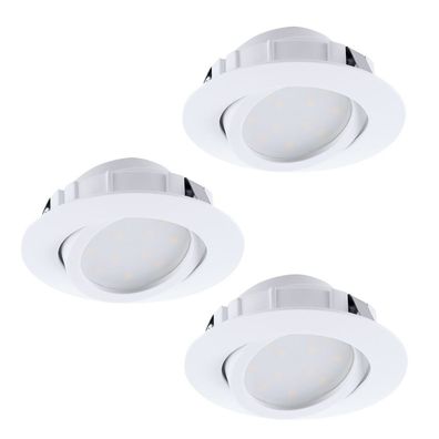 EGLO PINEDA LED Einbauspot 3er-Set, Ø84, 3-flg., weiss