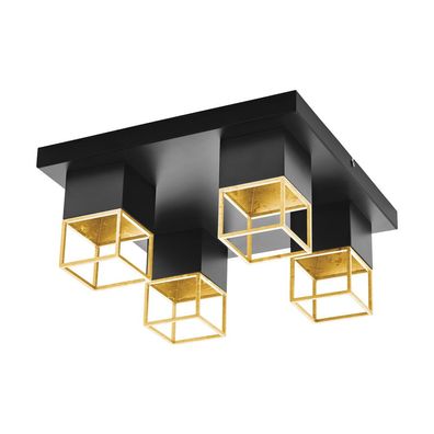 EGLO Montebaldo LED Deckenleuchte schwarz, gold 4xGU10
