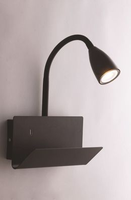 Luce Design Gulp Wandleuchte, eselampe schwarz GU10 29x25x12cm mit USB Ladeport