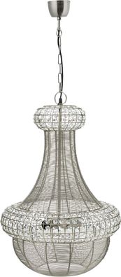 Art Deco Hängeleuchte silber aus Metall und Glas PR Home Saba E27 Dm. 51cm