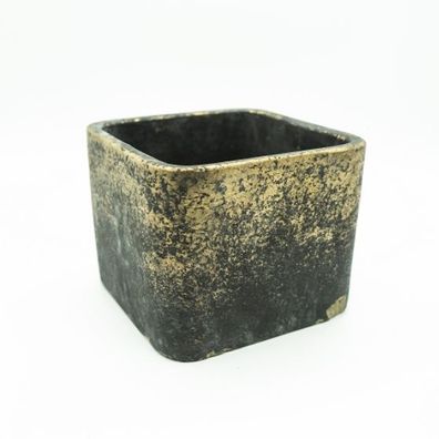 Pflanztopf CHAO Zement eckig schwarz gold Farbverlauf 14,5x14,5x11,5cm