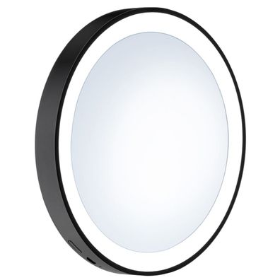 Smedbo Outline Lite LED Kosmetikspiegel schwarz mit Saugnäpfe und 7- Facher Vergrößer