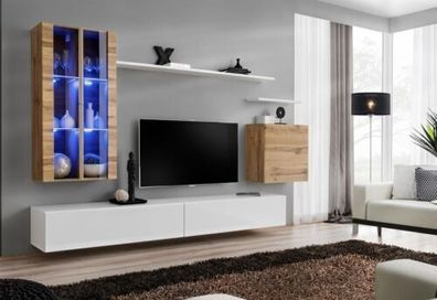 Weiß Neu Wohnwand TV-Ständer Wandschrank Holzmöbel Stil Luxus Modern
