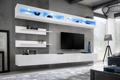Modern Wohnzimmer Set 6 tlg 2x TV-Ständer Design Wandschrank Neu Holz Möbel