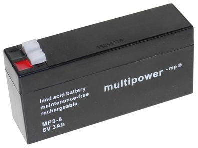 Multipower Blei-Akku MP3-8 Pb 8V / 3Ah Faston 4,8