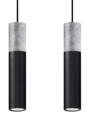 Sollux Borgio 2 Hängelampe schwarz, grau 2x GU10 dimmbar 30x6x90cm