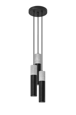 Sollux Borgio 3P Hängelampe schwarz, grau 3x GU10 dimmbar 20x20x110cm