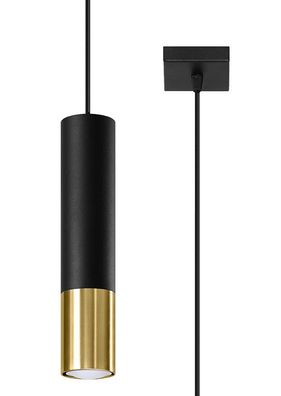 Sollux Loopez 1 Hängelampe schwarz, golden GU10 dimmbar 8x8x100cm