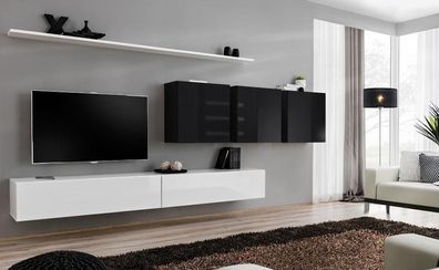 Weiß Wohnwand 2x TV-Ständer Sideboard Wohnzimmermöbel Wandschrank Designer
