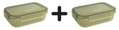 2 x Food Storage Container, Dusky Green - 800 ml.