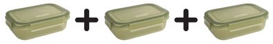 3 x Food Storage Container, Dusky Green - 800 ml.