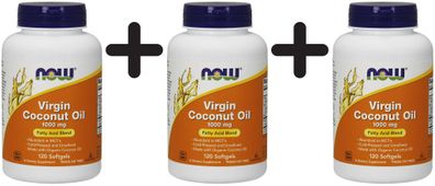 3 x Virgin Coconut Oil, 1000mg - 120 softgels