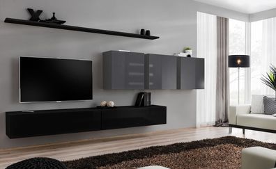 Design Wohnwand TV-Ständer 3x Wandschrank TV-Ständer Lowboard Einrichtung 7 tlg