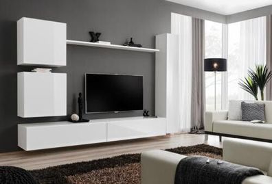 Weiß Luxus Wohnwand Wohnzimmer Möbel Designer TV-Ständer Wandregal Modernes Set