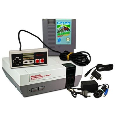 Original NES Konsole + Controller + KABEL + SPIEL RAD RACER - Nintendo ES
