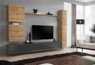 Einrichtung Designer Braun 3x Wandschrank Holzmöbel Luxus Set TV-Ständer