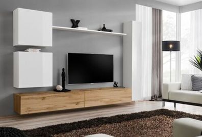 Weiß Komplett Set Wohnzimmermöbel Wohnwand Regal Luxus Wandschrank Neu