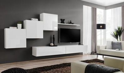 Weiß Wohnwand tv Ständer Sideboard Komplett Modern Wohnzimmer Regale Holz Neu