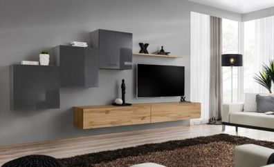 Luxus Weiß Designer Moderne Wohnwand Sideboard TV Ständer Braun Wohnzimmer