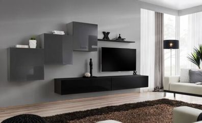 Moderne Schwarz TV Ständer Wohnwand Wohnzimmermöbel Schränke Möbel Neu
