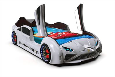 Kinderbett - Autobett - mit Flügeltüren Lambo Neues Model in Weiß