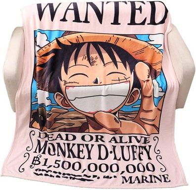 Sweet&rro17 Anime One Piece Luffy Wanted Kuscheldecke, Flanell Flauschige