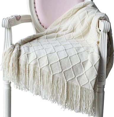Hayisugal Soft Knitted Wool Blanket, Tassel Blanket, Sofa Blanket, Sleeping