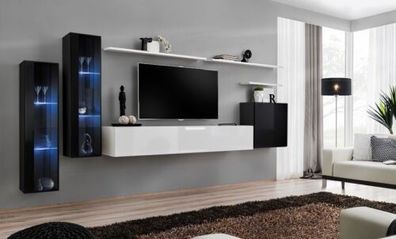 Design Weiß Wandschrank Wandregal TV-Ständer Luxus Wohnzimmer Vitrine Neu