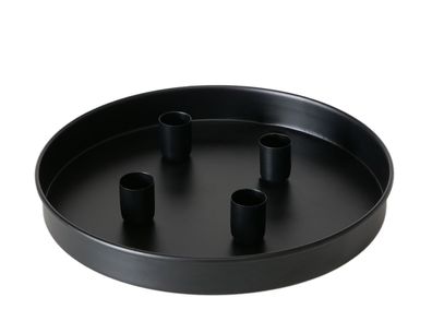 Magnet Kerzen Tablett 25 cm rund - schwarz - Metall Advents Kranz Stabkerzen Ständer