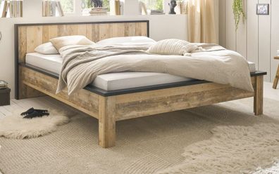 Bett in Used Wood Doppelbett mit Kopfteil Liegefläche 180 x 200 cm Bettgestell Stove