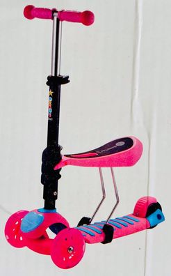 5-in-1 Kinder Roller Scooter mit Abnehmbarem Sitz, LED große Räder, Höheverstell