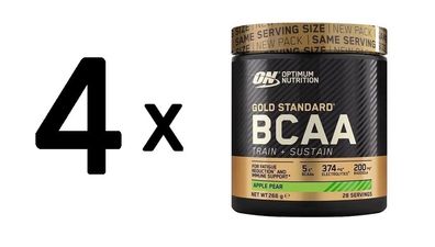 4 x Optimum Nutrition Gold Standard BCAA Train + Sustain (266g) Peach and Passionfrui