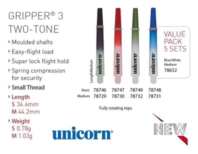 Unicorn Gripper 3 TWO-TONE Shaft M / Rot | Dartpfeil Darts Dartspiel Darten Flight...