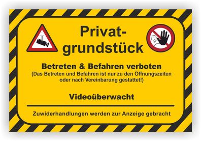 Schild Privatgrundstück Betreten Verboten Video überwacht
