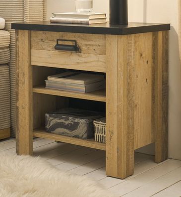 Nachttisch Used Wood Nachtschrank in Komforthöhe mit Schublade Soft-Close Stove 60 cm