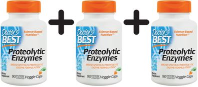 3 x Best Proteolytic Enzymes - 90 veggie caps