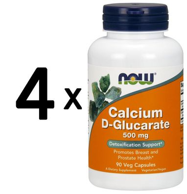 4 x Calcium D-Glucarate, 500mg - 90 vcaps