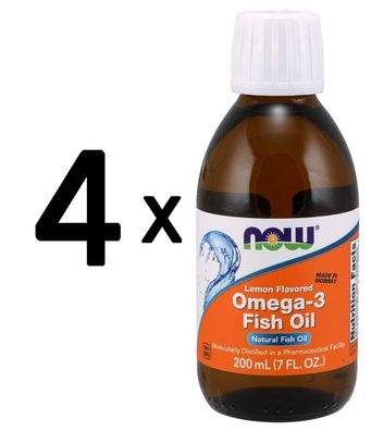 4 x Omega-3 Fish Oil Liquid, Lemon - 200 ml.