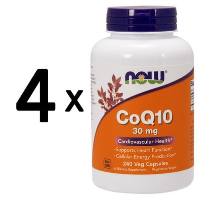 4 x NOW Foods CoQ10, 30mg - 240 vcaps