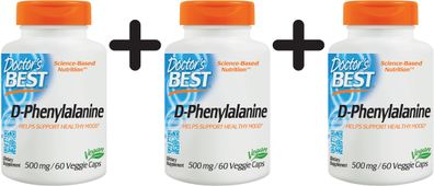 3 x D-Phenylalanine, 500mg - 60 vcaps