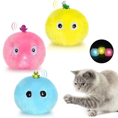 3er Pack Katzenbälle Interaktives Katzenspielzeug Ball mit Geräusch