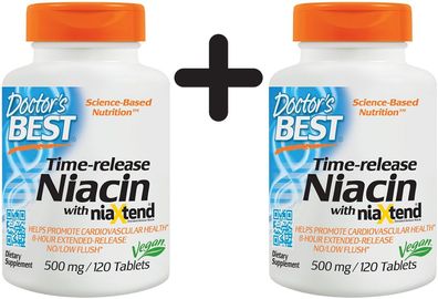 2 x Time-release Niacin with niaXtend, 500mg - 120 tabs